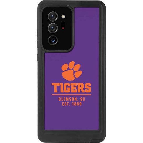 Clemson University Tigers Est 1889 Galaxy Note20 Ultra 5G Waterproof Case